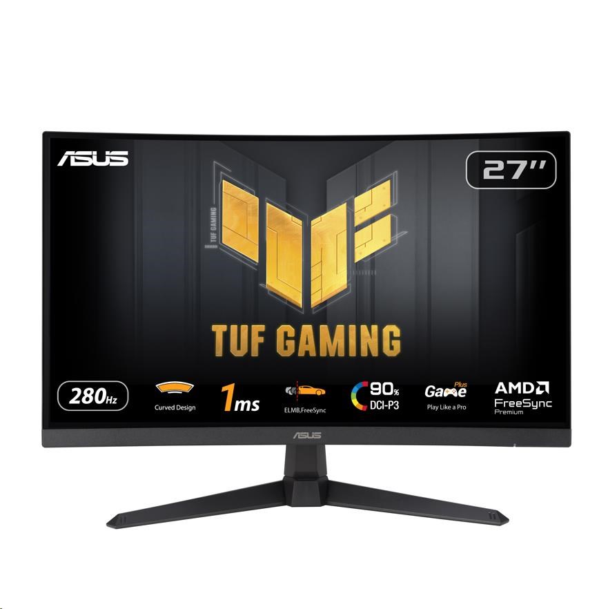 ASUS LCD 27palcový VG27VQM1B TUF Gaming 1920x1080, Full HD, Curved, 280Hz, ELMB, FreeSync, 1ms, 90% DCI-P3, HDMI, DP,VESA