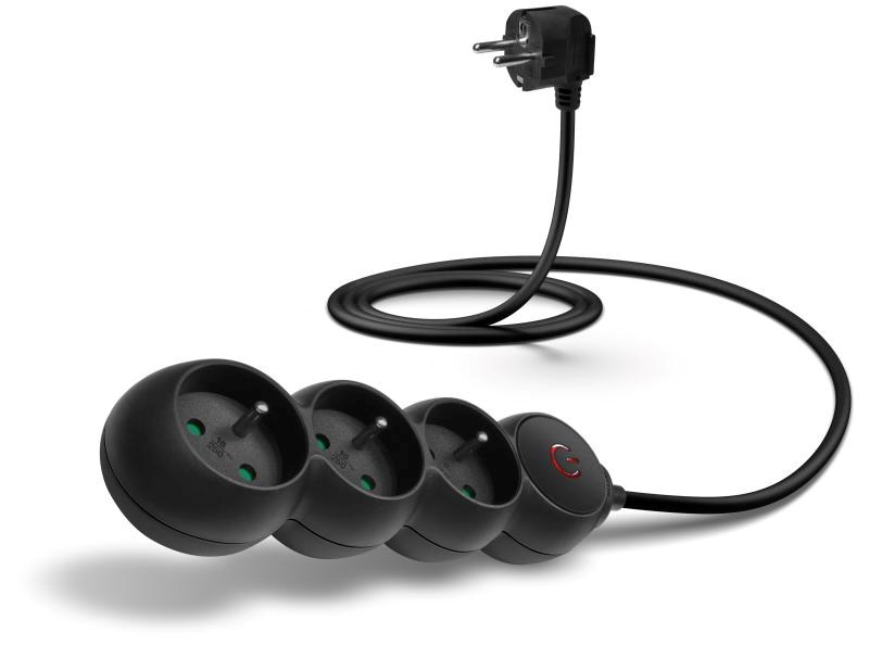 CONNECT IT prodlužovací kabel 230V, 3 zásuvky, 1,5m, s vypínačem, černá
