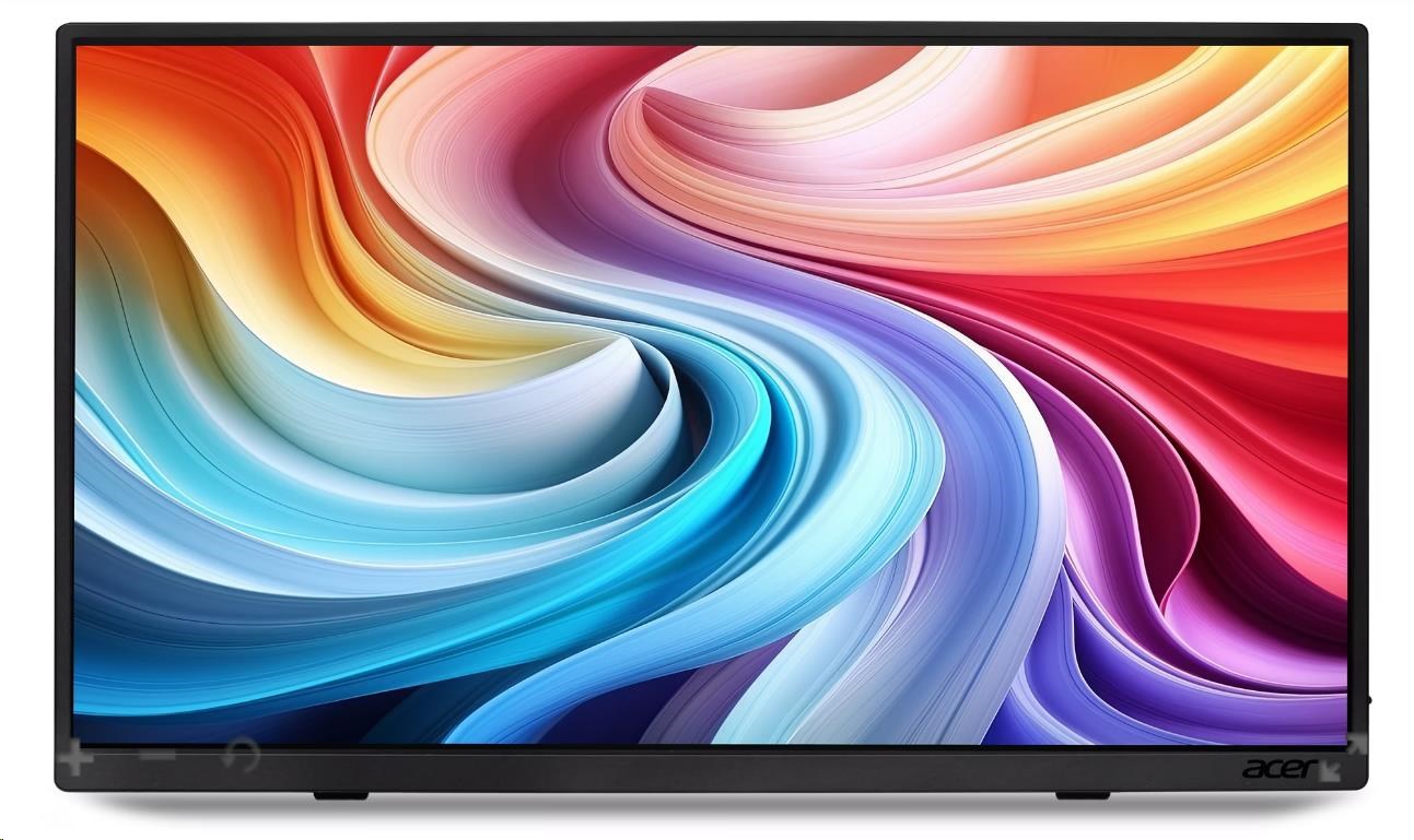 ACER LCD PM161QTbmiuuux,40cm (15,6palcový) FHD,60Hz,220nits,6ms,miniHDMI,USB,Audio,Repro,Vesa,Black