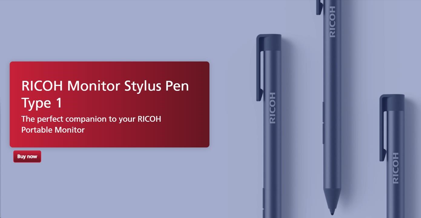 RICOH Portable LCD Stylus Pen 18g, Wacom AES2.0 sensor, 4096 pressure detection, AAAA Battery-powered - pro RICOH LCD