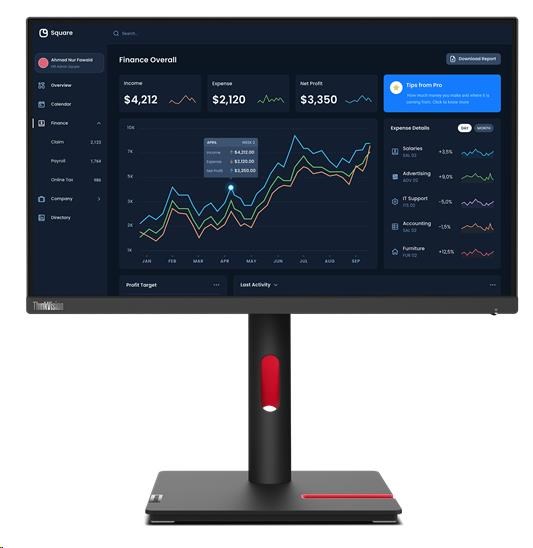 LENOVO LCD T22i-30 - 21,5palcový,IPS,matný,16:9,1920x1080,178/178,4ms/6ms,250cd/m2,1000:1,VGA,DP,HDMI,4xUSB,VESA,Pivot,Cam