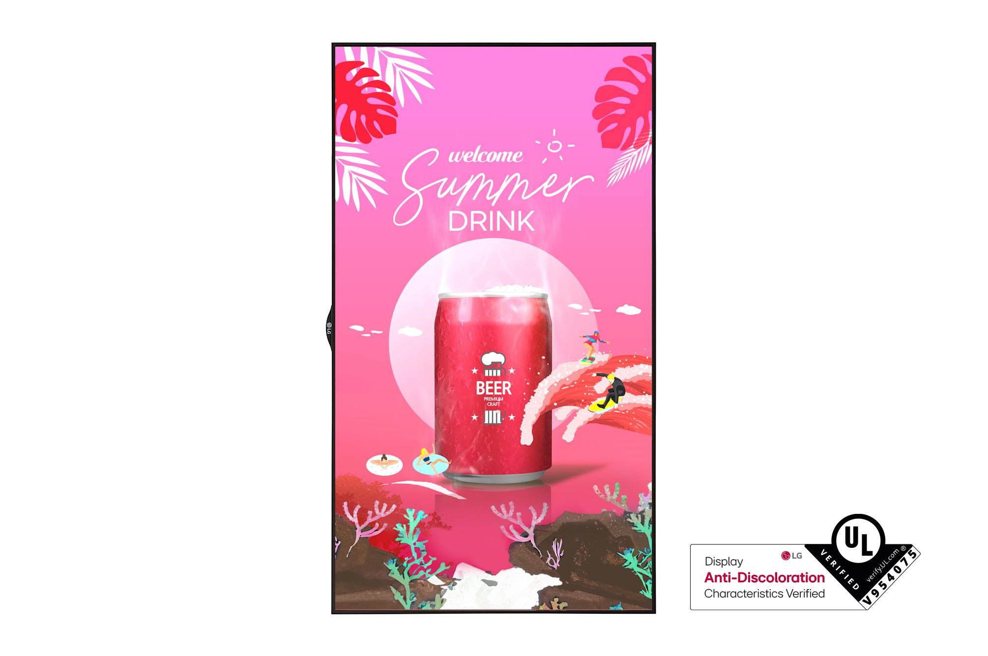 LG 55" Signage 55XS4P-B –Window Facing, FHD, 4000nit, 24/7, 3% haze, webOS 6.0, M+, EMC B,
