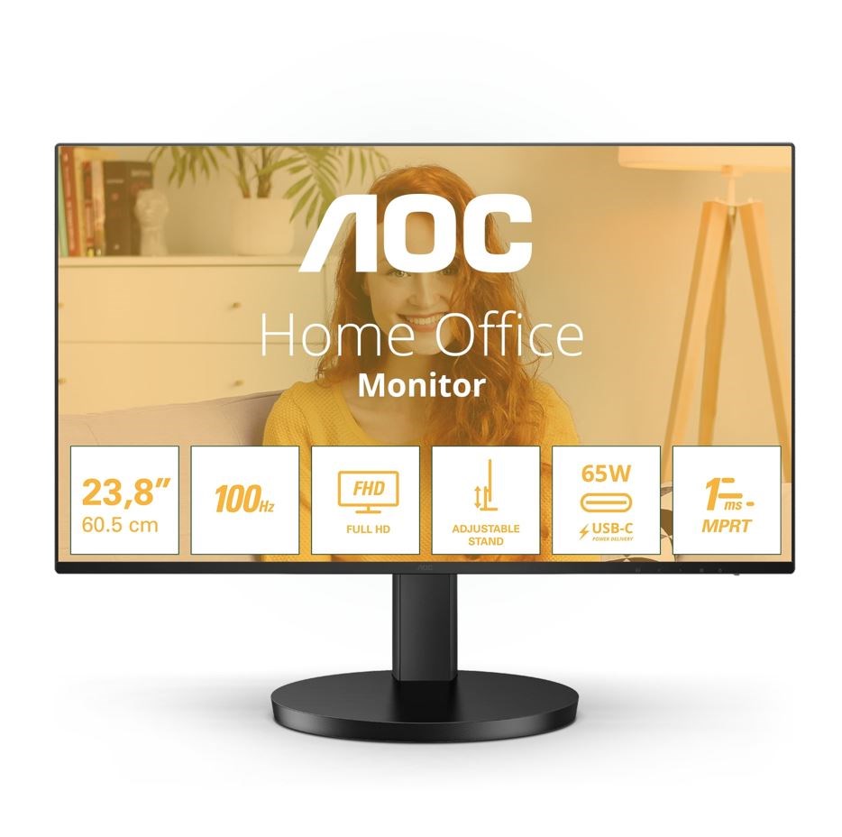 AOC MT IPS LCD WLED 23,8palcový 24B3CF2 - IPS panel, 100Hz, 1920x1080, HDMI, USB-C, USB 3.2, repro, nast. vyska