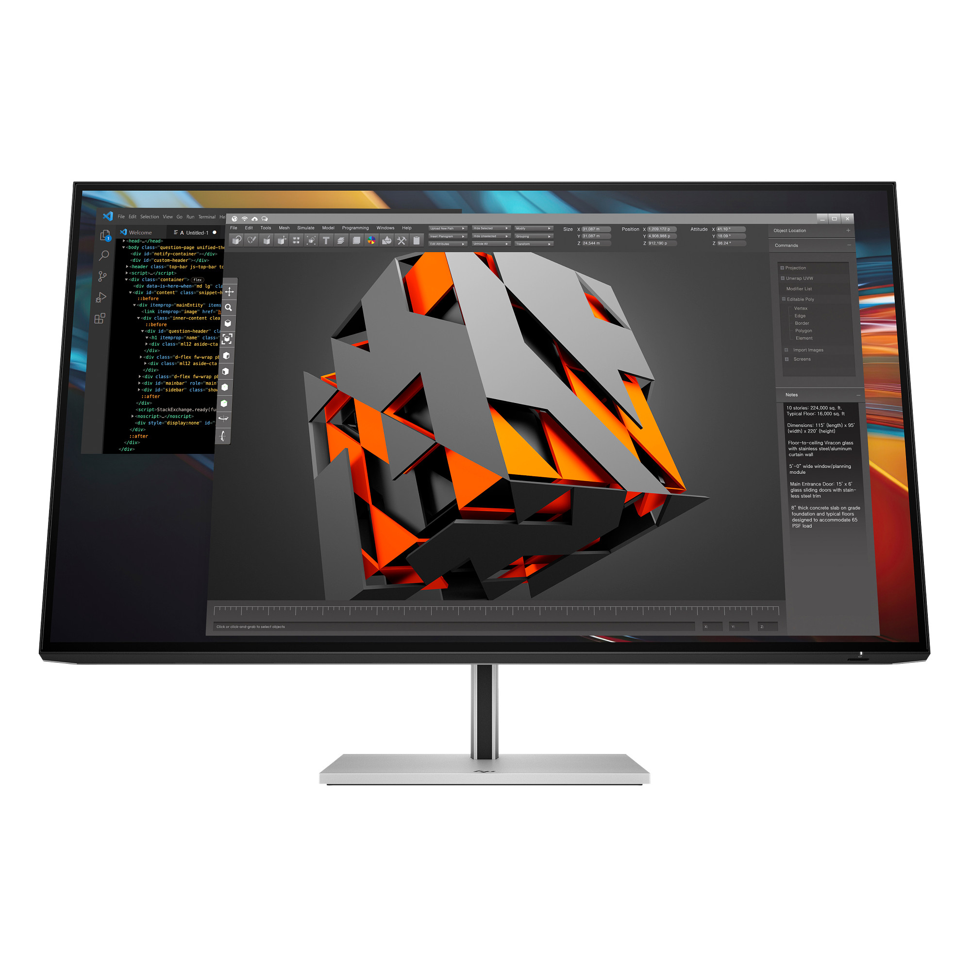 HP LCD 732pk 31,5palcový UHD 4k Display (3840x2160),IPS,16:9,400nits,5ms,2000:1, DP1.2, RJ-45,,HDMI,USB-C 100W,USB 4x