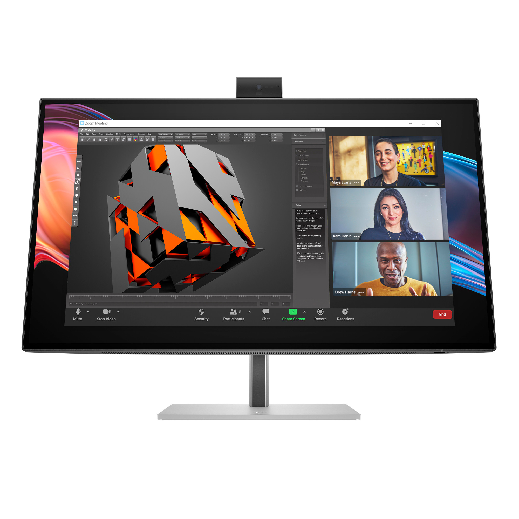HP LCD 727pm 27palcový 4K 3840x2160, IPS, 16:9,Cam, 4x3W, 400nits,5ms,2000:1,DP,DP out,HDMI,5xUSB A,USB-C,RJ-45,TB4-100W,5/5/5