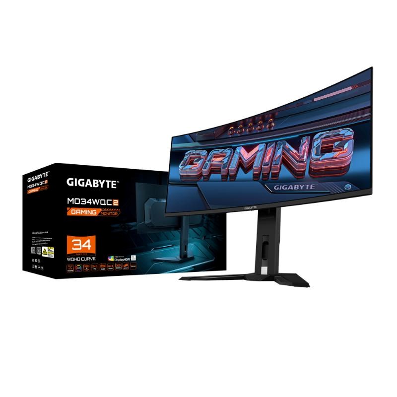 GIGABYTE LCD - 34palcový Gaming monitor MO34WQC2, OLED, 3440 x 1440 WQHD, 240Hz, 1.5M:1, 250cd/m2;1000 c, 0.03ms, 2xHDMI, 1xDP