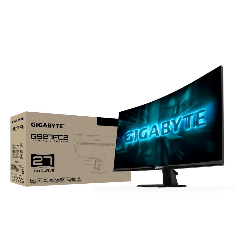 GIGABYTE LCD - 27palcový Gaming monitor GS27FC2, Prohnutý VA 1500R, 1920x1080 FHD, 240Hz, 3000:1, 350cd/m2, 1ms, 2xHDMI, 1xDP