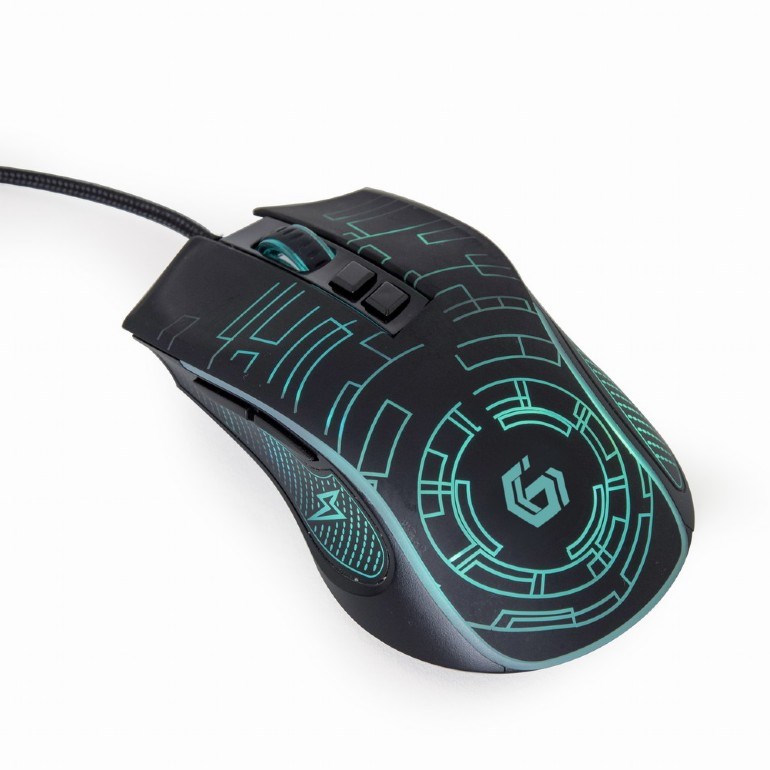 GEMBIRD myš MUSG-RGB-01, podsvícená, 7 tlačítek, černá, 3600DPI, USB