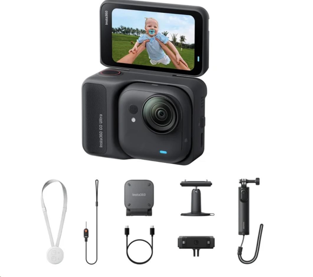 Insta360 GO Ultra Creator Bundle miniaturní akční kamera, 4K Ultra HD, 60fps, magnetický systém uchycení, černá