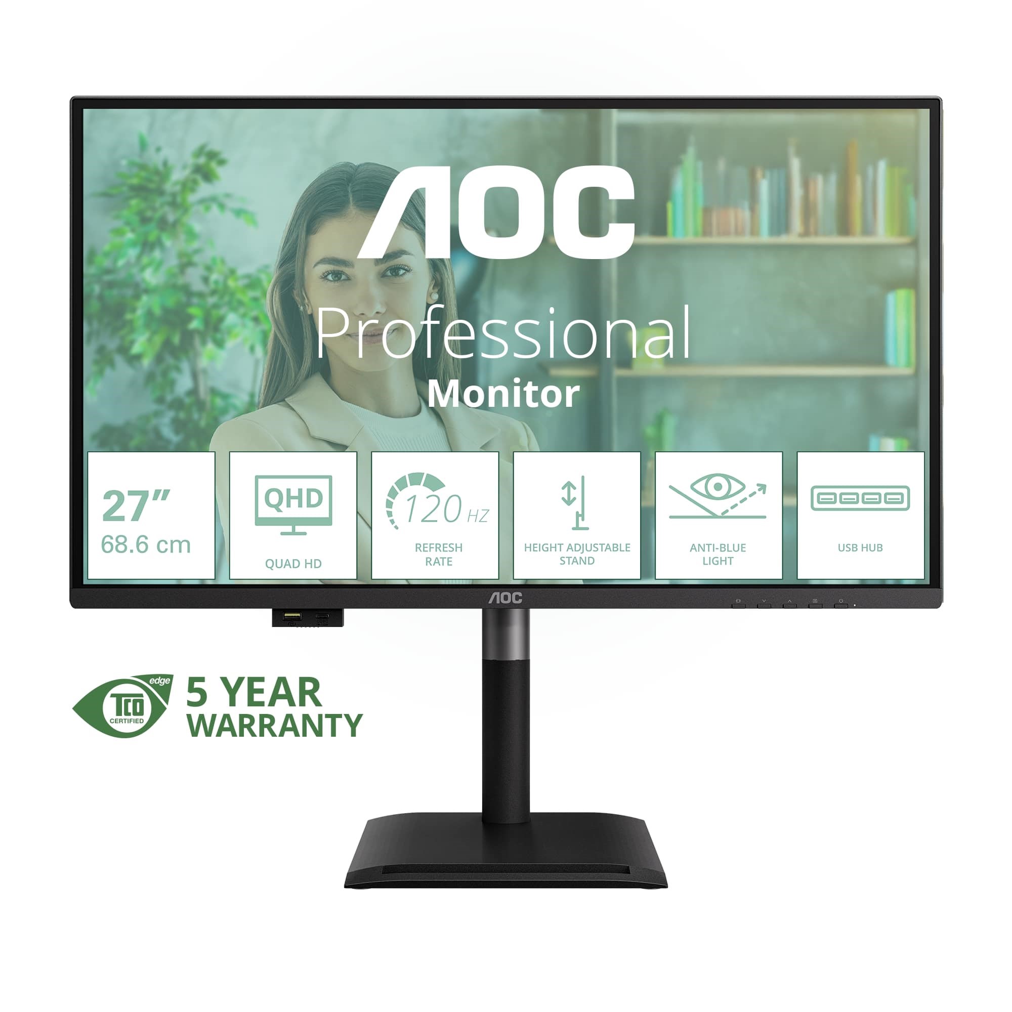 AOC MT 27palcový Q27P4U - 2560x1440,IPS,120Hz,2xHDMI,1xDP,USBhub,Repro,Pivot