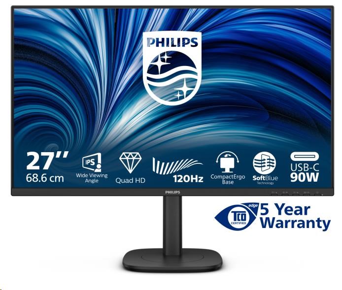 Philips MT 27palcový 27B2U3601 - 2560x1440,IPS,120Hz,HDMI,DP,USBhub,USB-C,RJ45,Repro,Pivot, posk obal