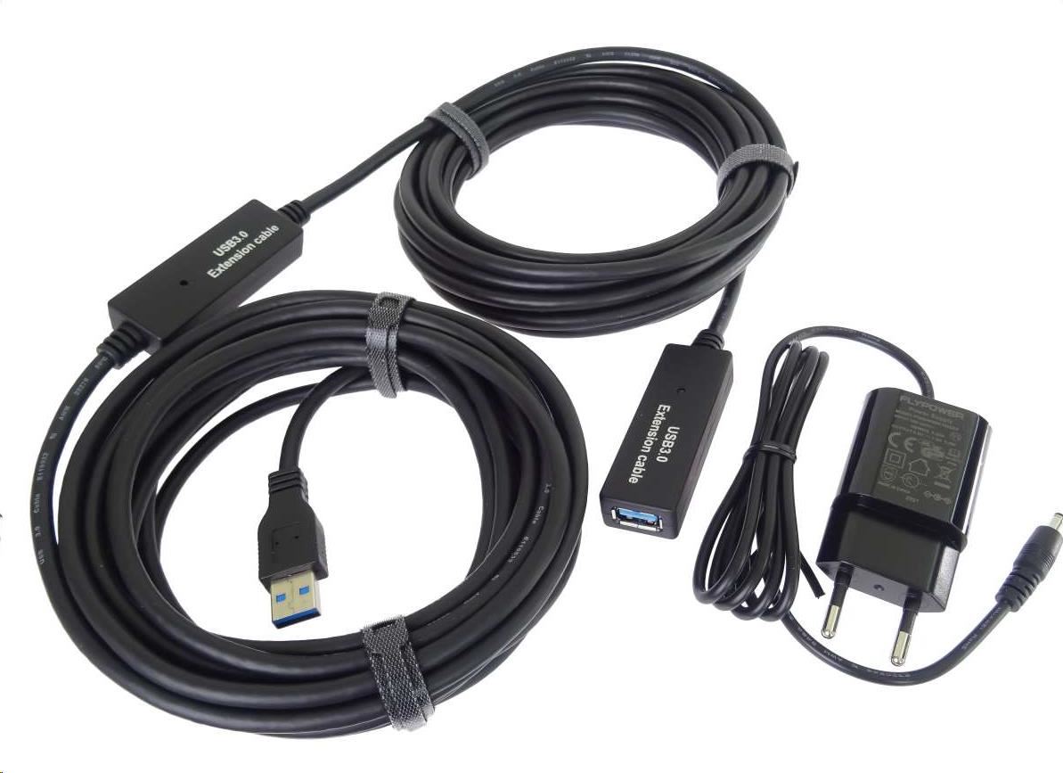 PremiumCord USB 3.0 repeater a prodlužovací kabel A/M-A/F 15m