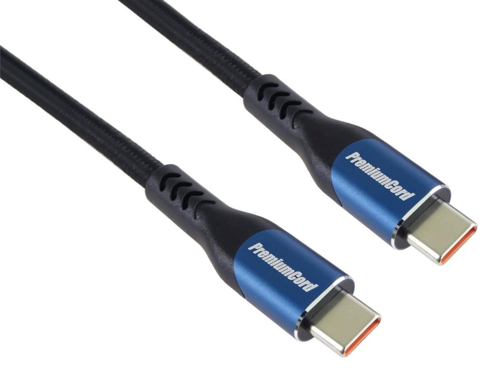 PremiumCord USB-C kabel ( USB 3.2 GEN 2x2, 5A, 100W, 20Gbit/s ) 3m, bavlněný oplet