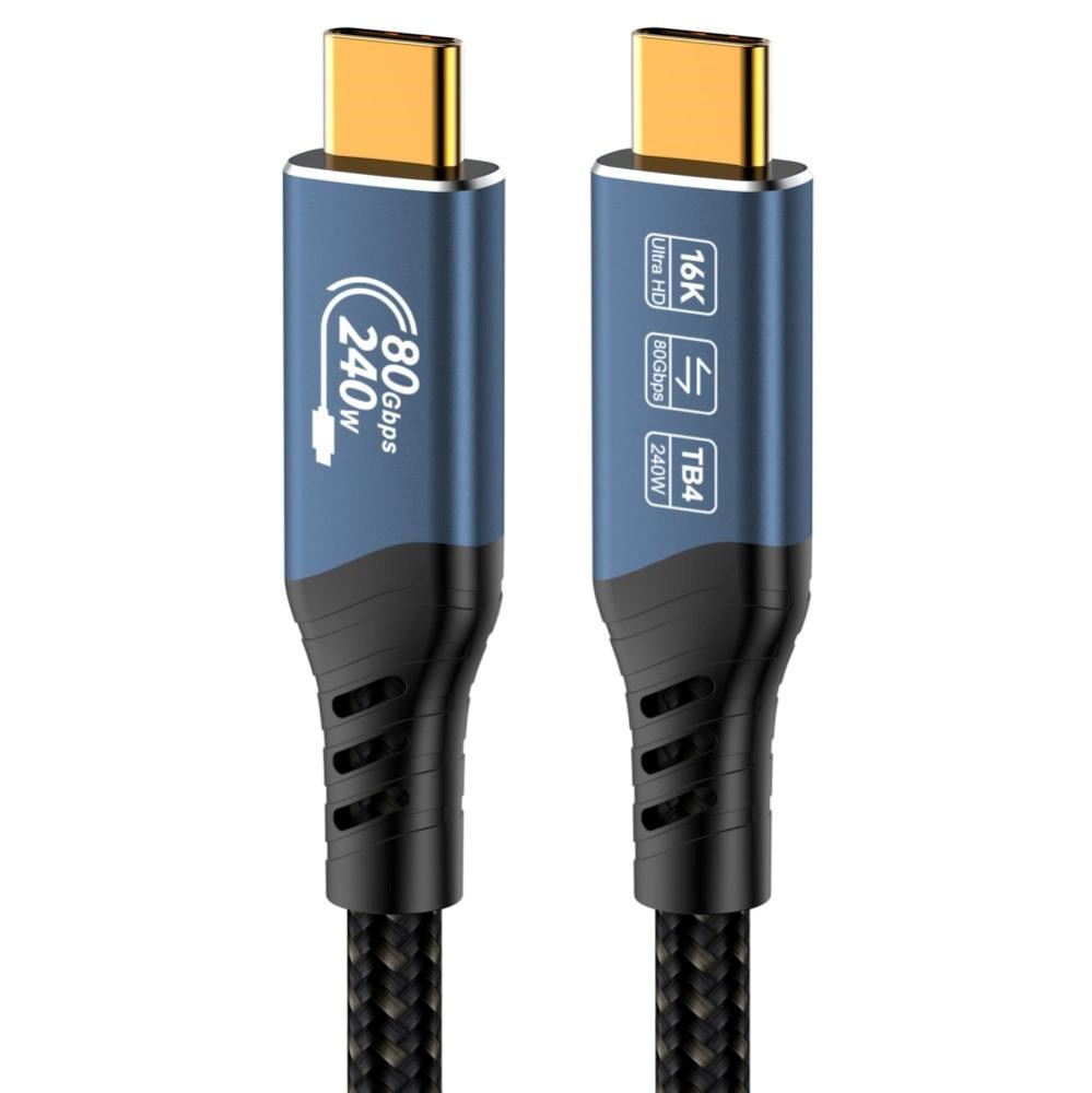 PREMIUMCORD USB4 kabel 80 Gbps, 16K@60 Hz, 240 W, rovný, 1 m