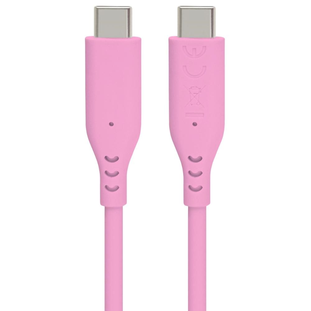 PREMIUMCORD Kabel USB-C na USB-C, 60W, 480Mbps, silikonový, růžový, 1,5m