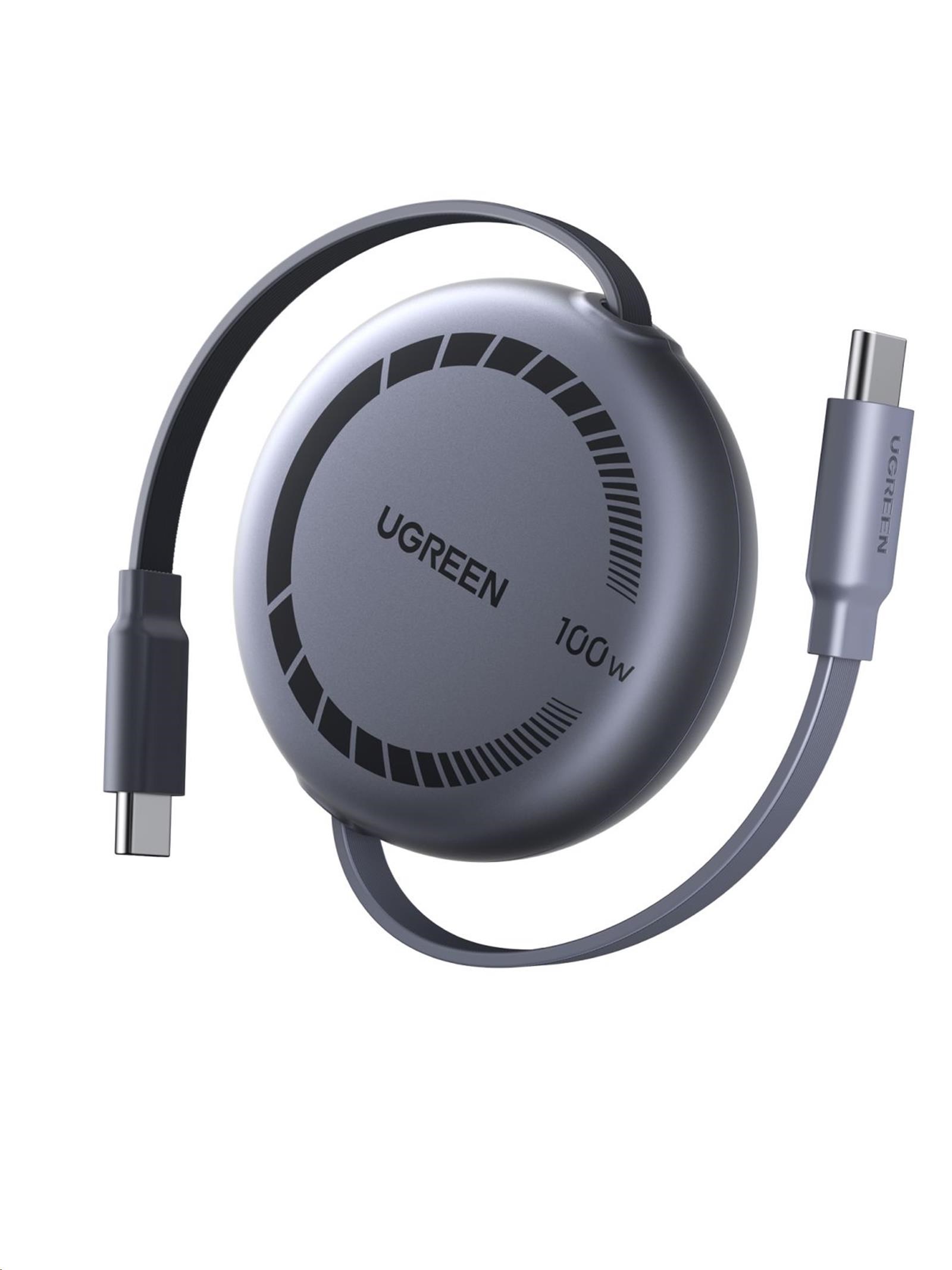 UGREEN navíjecí kabel USB-C, 1m, stříbrná