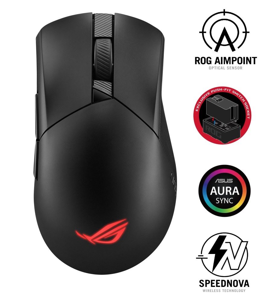 ASUS myš P711 Gladius III AimPoint, Bezdrátová, 2.4GHz, BT 5.1, černá