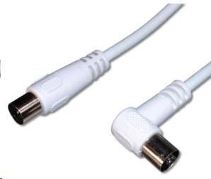 PREMIUMCORD TV kabel anténní propojovací 2m, konektor 90° (koaxiální, M/F, 75 Ohm)