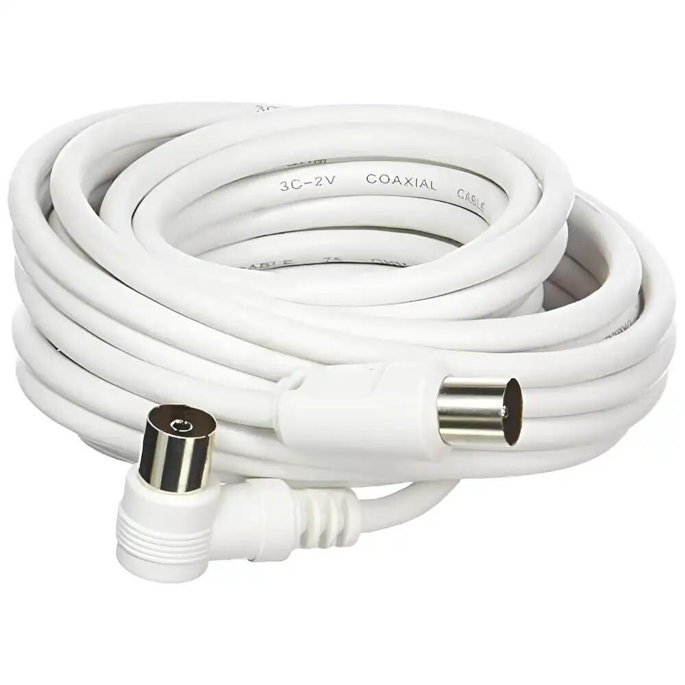PREMIUMCORD TV kabel anténní propojovací 5m, konektor 90° (koaxiální, M/F, 75 Ohm)