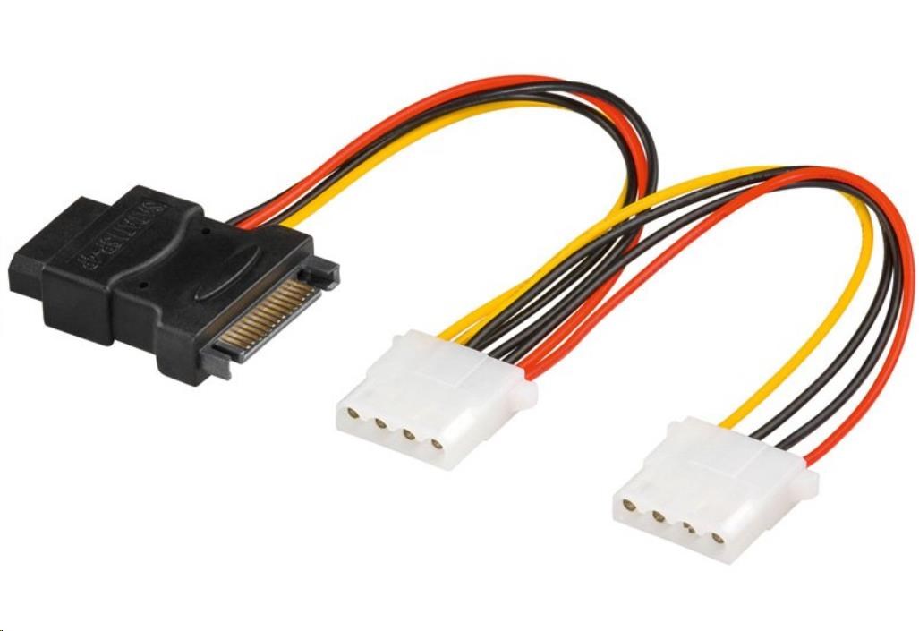 PREMIUMCORD Kabel SATA napájecí (Y) redukce -> 3x Molex 5,25 (16cm, rozdvojka)