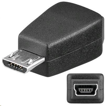 PremiumCord USB redukce Mini USB (5pin) samice – Micro USB (5pin) samec, černá