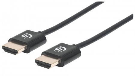 MANHATTAN Ultra-thin High Speed HDMI Cable with Ethernet, HEC, ARC, 3D, 4K, HDMI Male to Male, Shielded, Black, 1m