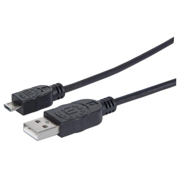 MANHATTAN Kabel propojovací USB 2.0 A Male / Micro-B Male, 1.8m, černý