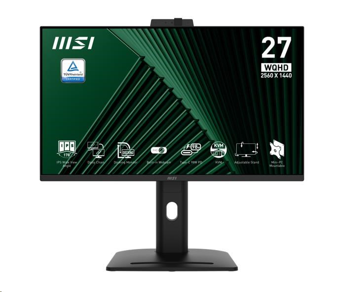 MSI LCD PRO MP275QPDG, 27palcový 2560x1440, IPS, 100Hz, 4ms, VESA 100x100mm, 98W, Black