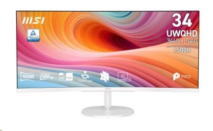 MSI LCD PRO MP341CQW, 34palcový 3440x1440 Curved, VA, 100Hz, 4ms, VESA 100x100mm, N/A, White