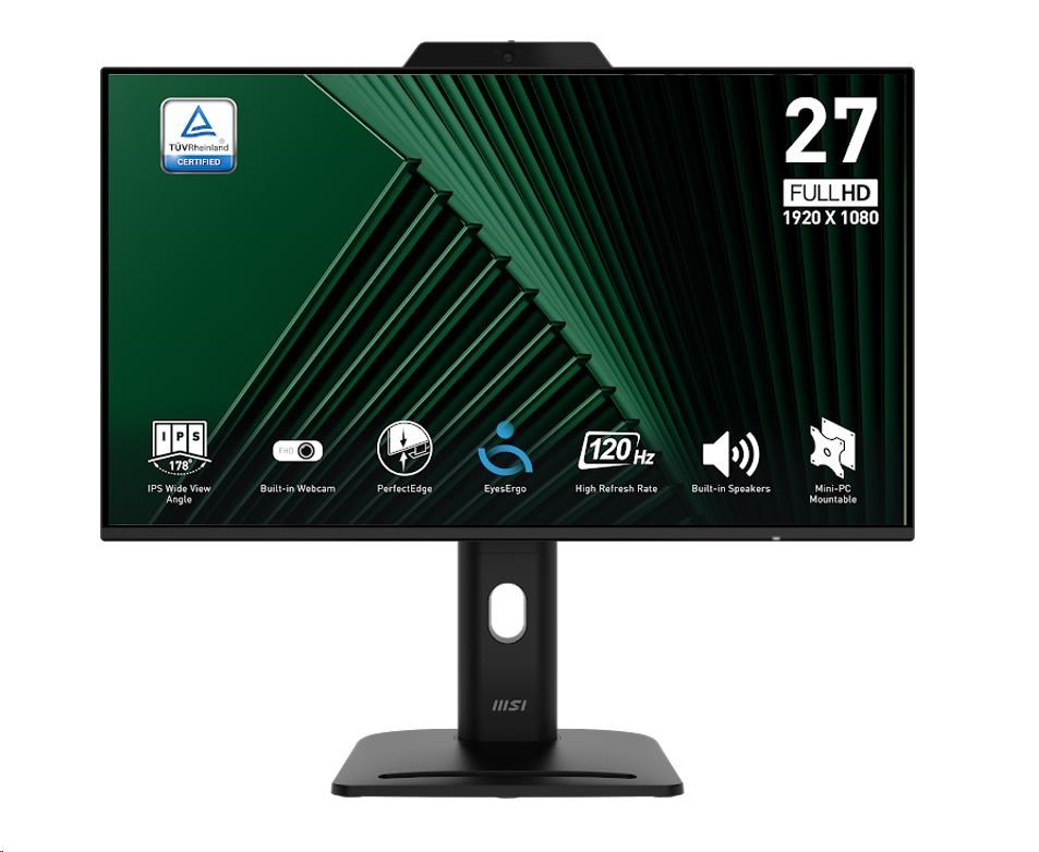 MSI LCD PRO MP272PMG, 27palcový 1920x1080, IPS, 100Hz, 1ms, VESA 100x100mm, N/A, Black