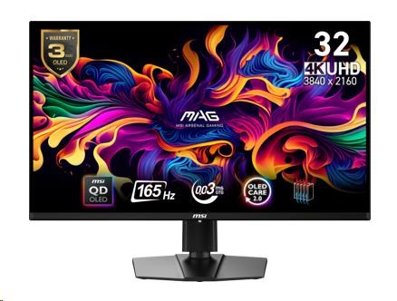 MSI LCD MAG 321UP QD-OLED, 31,5palcový, 3840x2160, QD-OLED, 0,03ms, VESA 100x100, Black