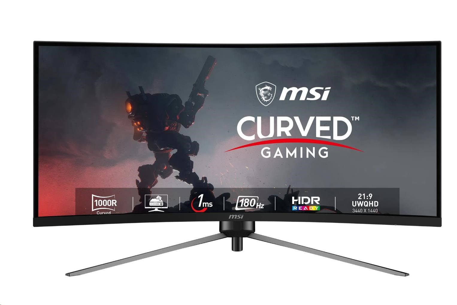 MSI LCD MAG 345CQR, 34palcový 3440x1440, 180Hz, 1ms, VESA, DP, HDMI, Audio, Black
