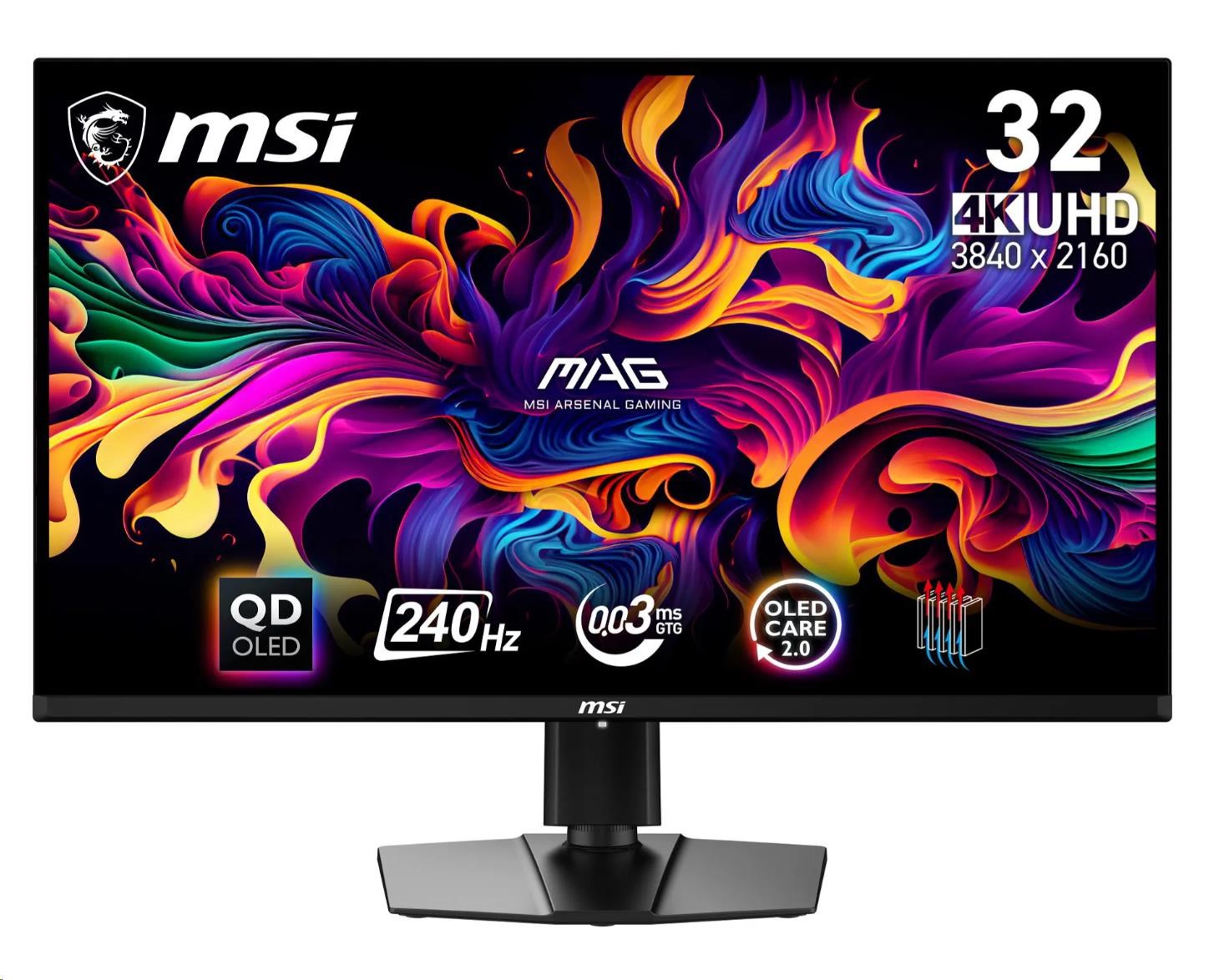 MSI LCD MAG 321UPX QD-OLED, 31,5palcový 3840x2160, 240Hz, 0,03ms, USB, DP, HDMI, Audio, VESA, Black