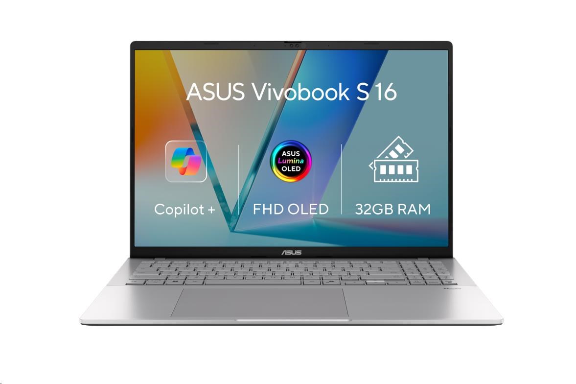 ASUS NTB Vivobook S16 (S3607QA-OLED064W), X X1 26 100, 16 1920x1200, 32GB, 1TB SSD, Adreno, W11 Home, Cool Silver