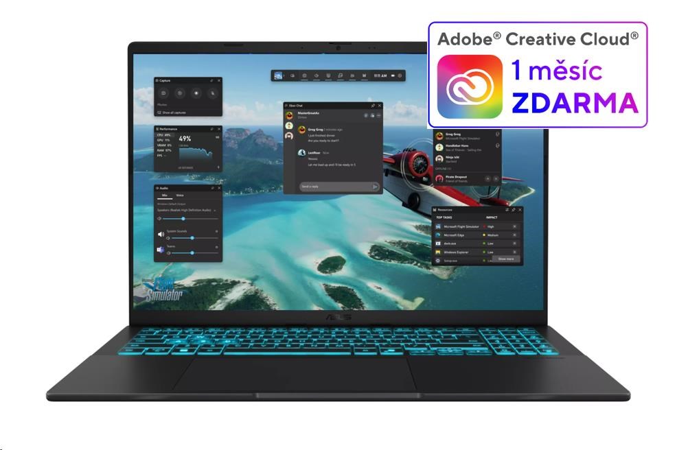 ASUS NTB V16 (V3607VP-RP028W), Core 7 240H, 16 1920x1200, 32GB, 1TB SSD, Intel+RTX 5070, W11 Home, Matte Black