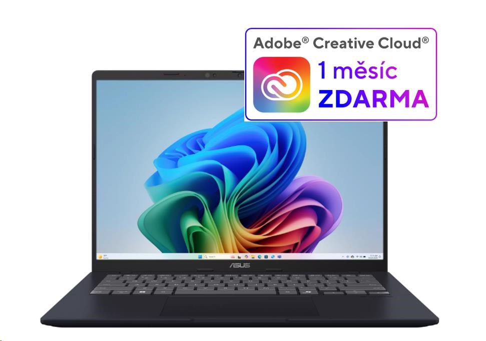 ASUS NTB Vivobook 14 (X1407QA-LY052W), Snapdragon X X1 26 100, 14 1920 x 1200, 16GB, 1TB SSD, Adreno, W11 Home, Blue