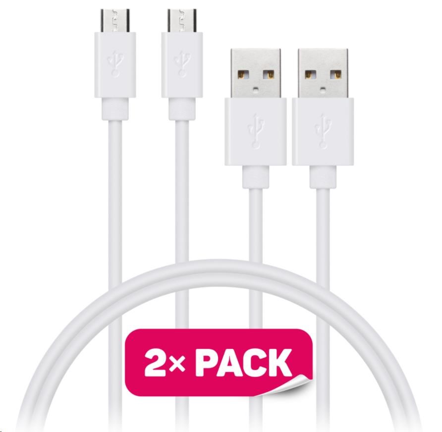 CONNECT IT Wirez Micro USB - USB, bílý, 1 m (2 ks v balení)