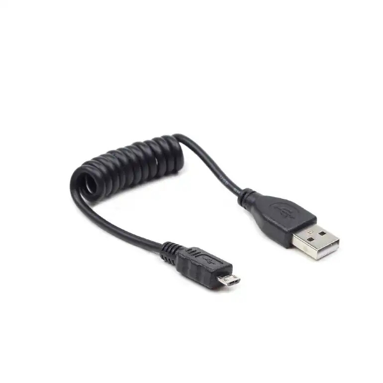 Gembird CC-mUSB2C-AMBM-0.6M – spirálový USB 2.0 kabel (USB-A ? microUSB-B), 0,6 m, černý