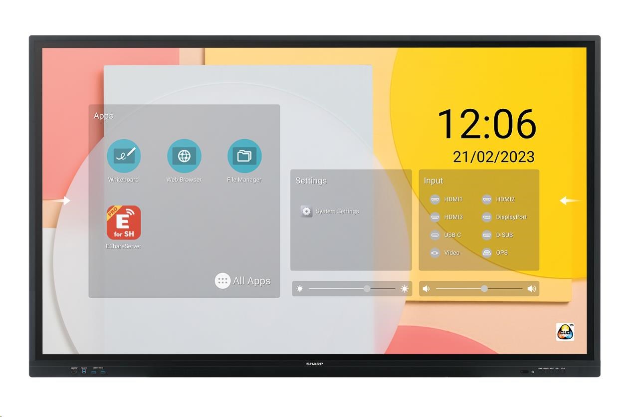 SHARP/NEC LCD 75" Infrared PN-LC752, 3840 x 2160, 450nit, 8ms, 16/7, VGA, DP, USB-C, HDMI, USB, dotykový displej