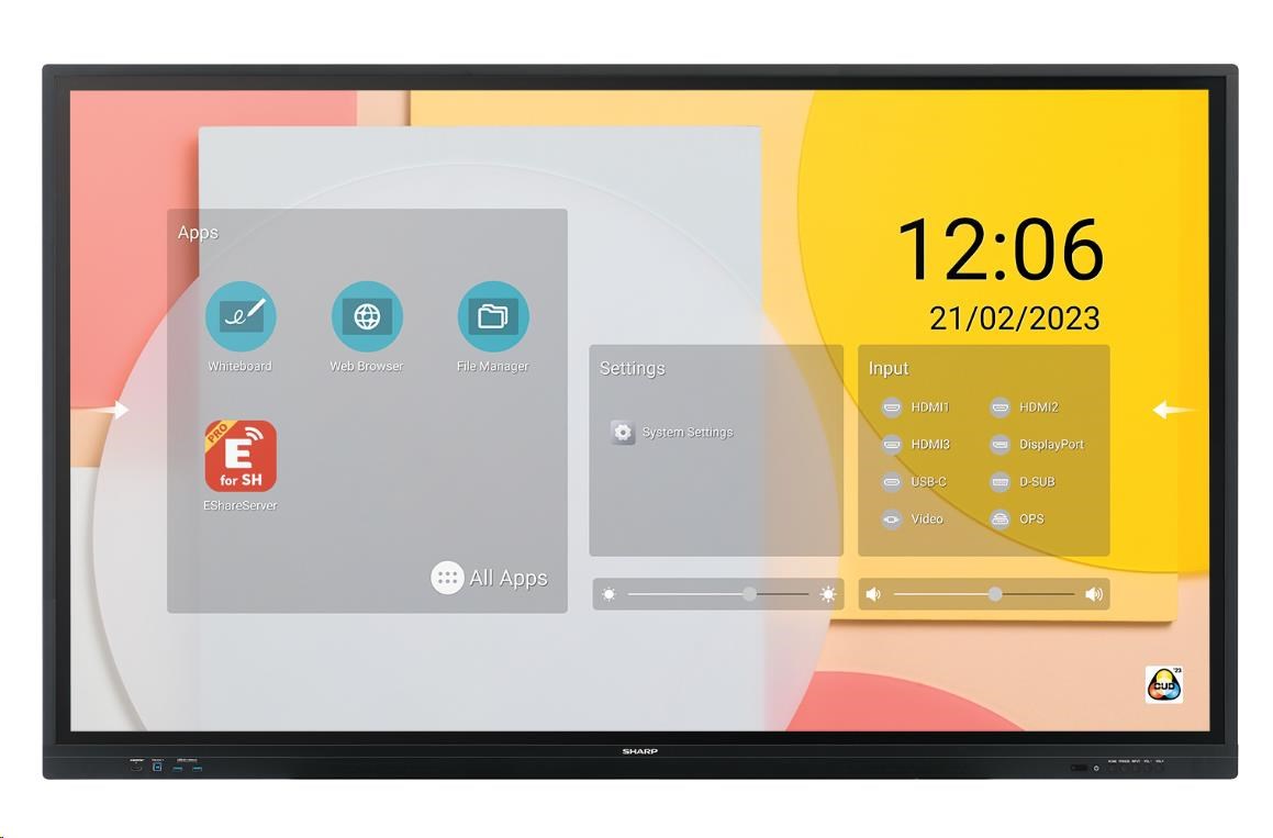 SHARP/NEC LCD 86" Infrared PN-LC862, 3840x2160, 450nit, 8ms, 16/7, VGA, DP, USB-C, HDMI, USB, dotykový displej