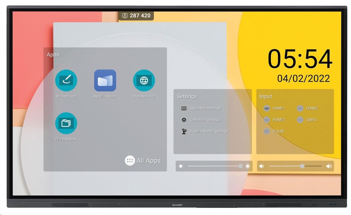 SHARP/NEC LCD 86" Precision Touch PN-L862B, 3840x2160, 400nit, 8ms, 16/7, VGA, USB-C, LAN, USB, Windows Ink
