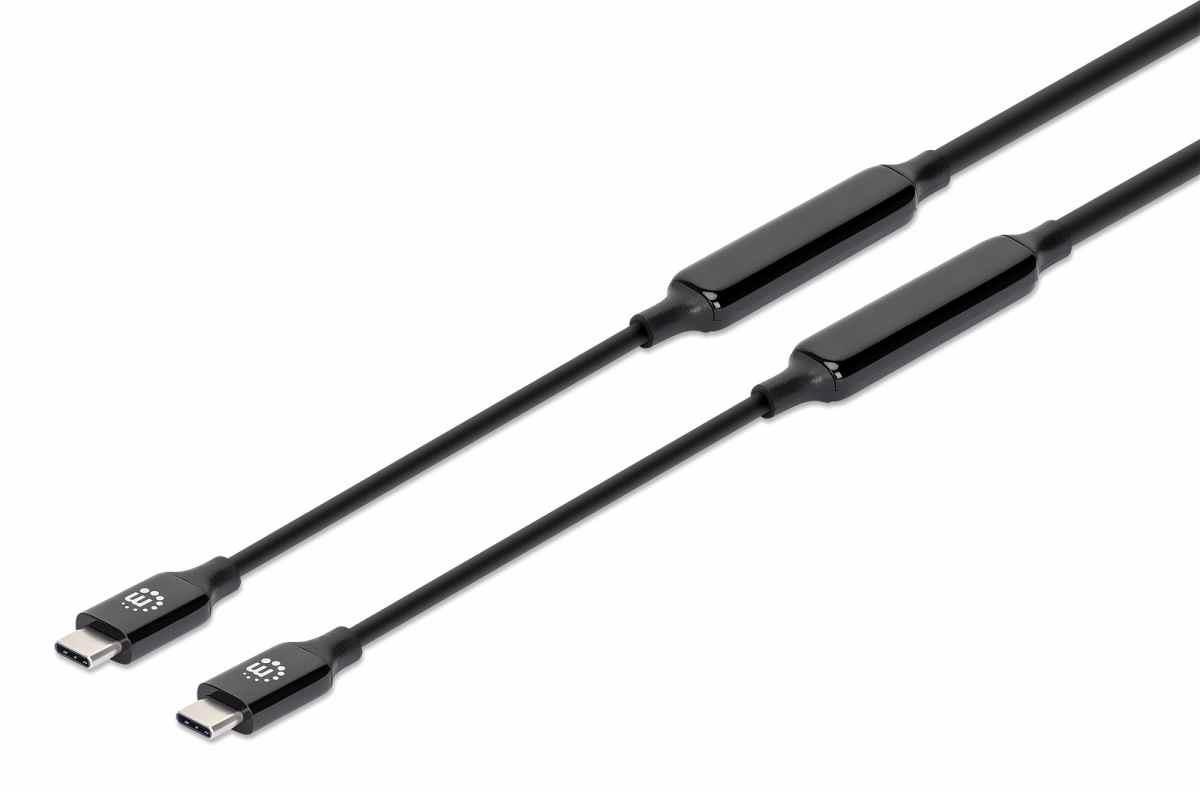 MANHATTAN Kabel USB-C Male to Male, USB 3.2 Gen 2 Type-C Active Device Cable, 5m, pozlacené koncovky, černá