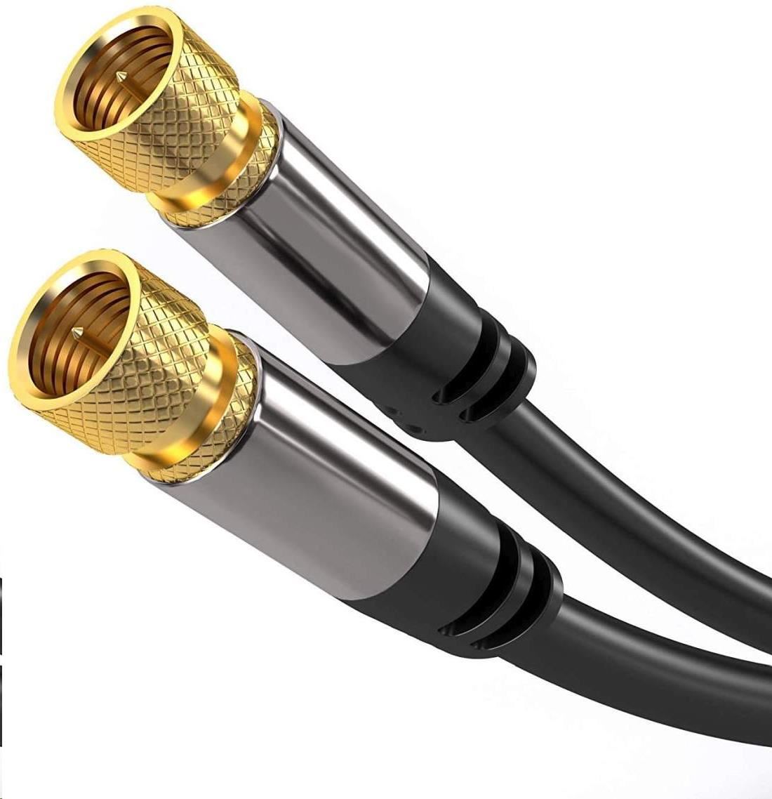 PREMIUMCORD kabel, satelitní anténní F male - F male (135 dB) 4x stíněný 5m