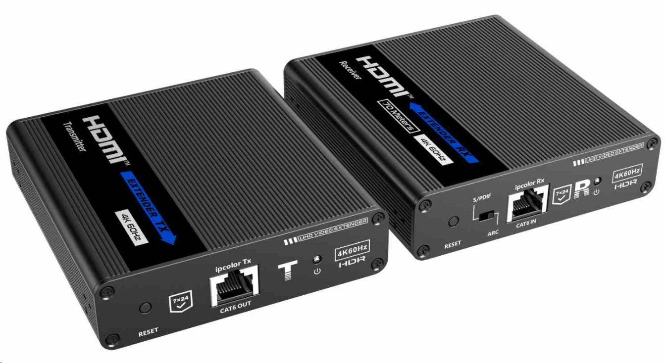 PremiumCord HDMI 2.0 extender Ultra HD 4kx2k@60Hz na 70m přes Cat6/Cat6A/Cat7