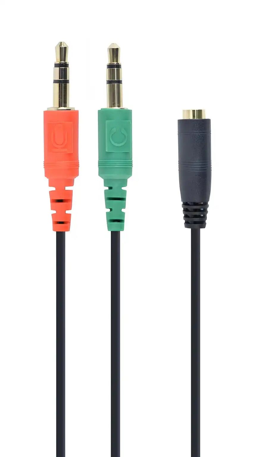 GEMBIRD Kabel rozdvojka jack 3,5mm (4 pólový) na 2x3,5mm F/M, 20cm, černá