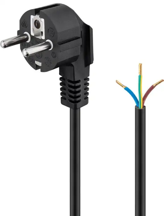 PREMIUMCORD Kabel Flexo síťový třížilový 230V s úhlovou vidlicí 2m černá