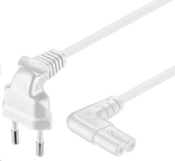 PREMIUMCORD Kabel síťový 230V k magnetofonu se zahnutými konektory 5m, bílý