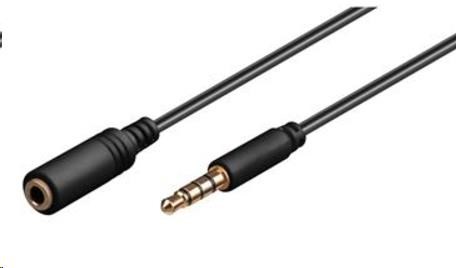 PREMIUMCORD Kabel Jack 3,5mm 4 pinový M/F 3m pro Apple iPhone, iPad, iPod