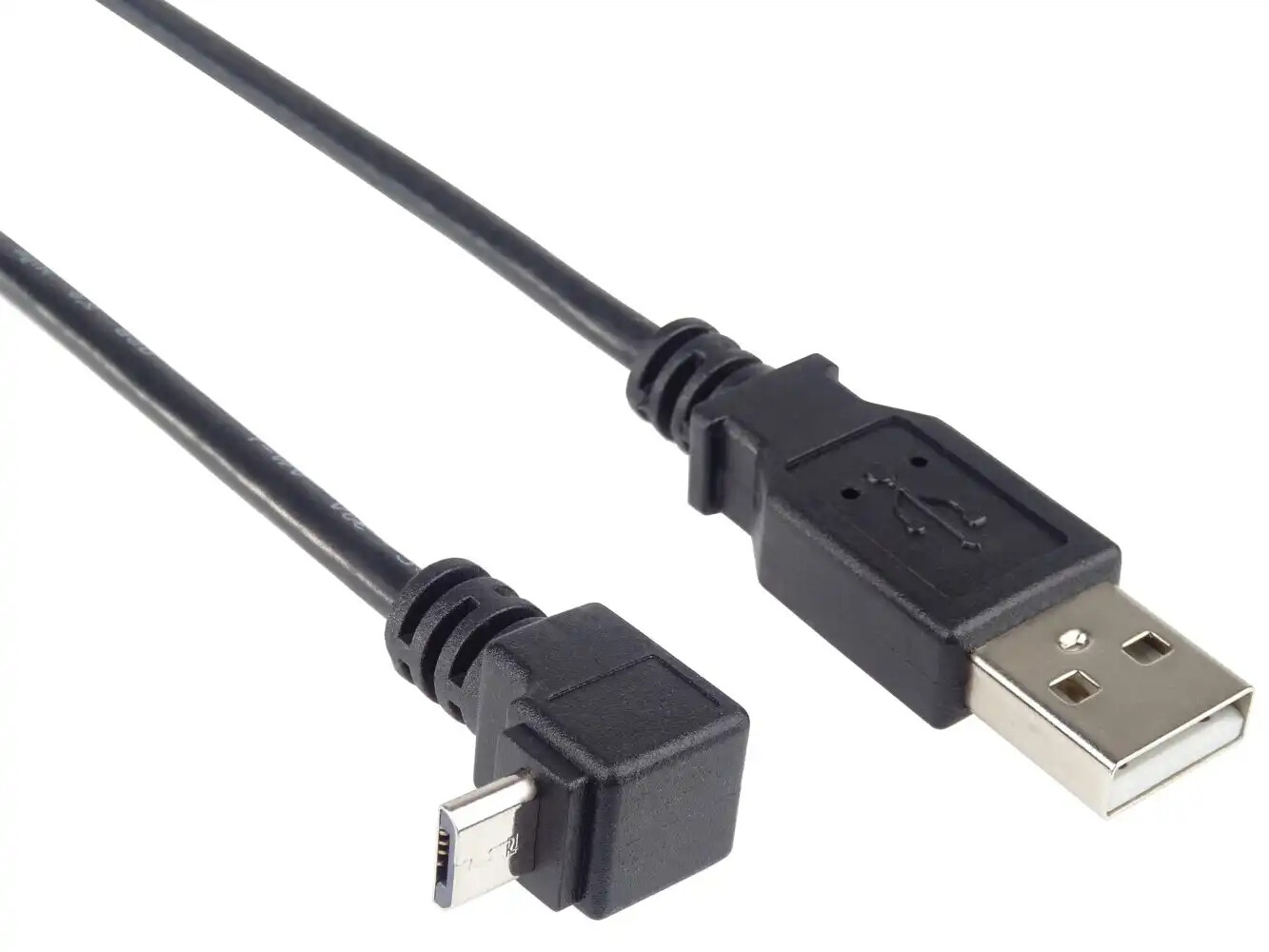 PremiumCord Kabel micro USB 2.0, A-B, konektor do úhlu 90° 1m (černý)