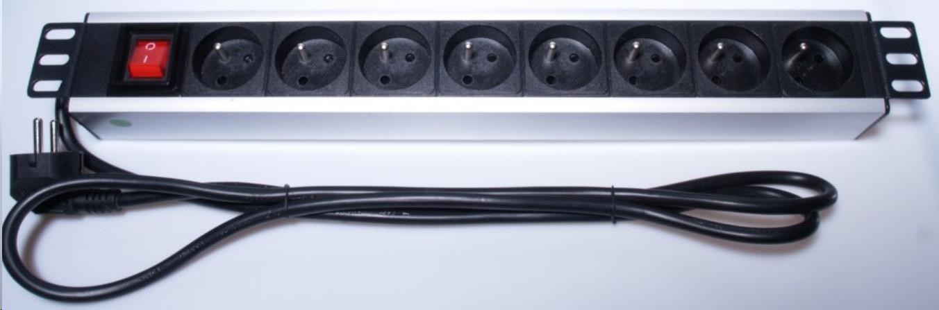 PremiumCord Panel napájecí do 19 racku 1.5U, 8x230V, 2m kabel, vypínač